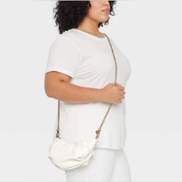 A New Day bone vegan leather crossbody w/gold chain NWT - Picture 6 of 6